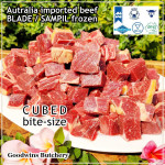 Beef BLADE Australia frozen daging sapi sampil portioned cubed/dadu RENDANG / CURRY BITE-SIZE 2cm 5/8" (price/pack 600g +/-50pcs) brand in stock AMH